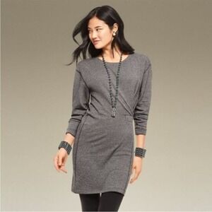 CAbi Put On Dress Style #3650 Gray Kit Cinched Side Pullover Sweatshirt Dress